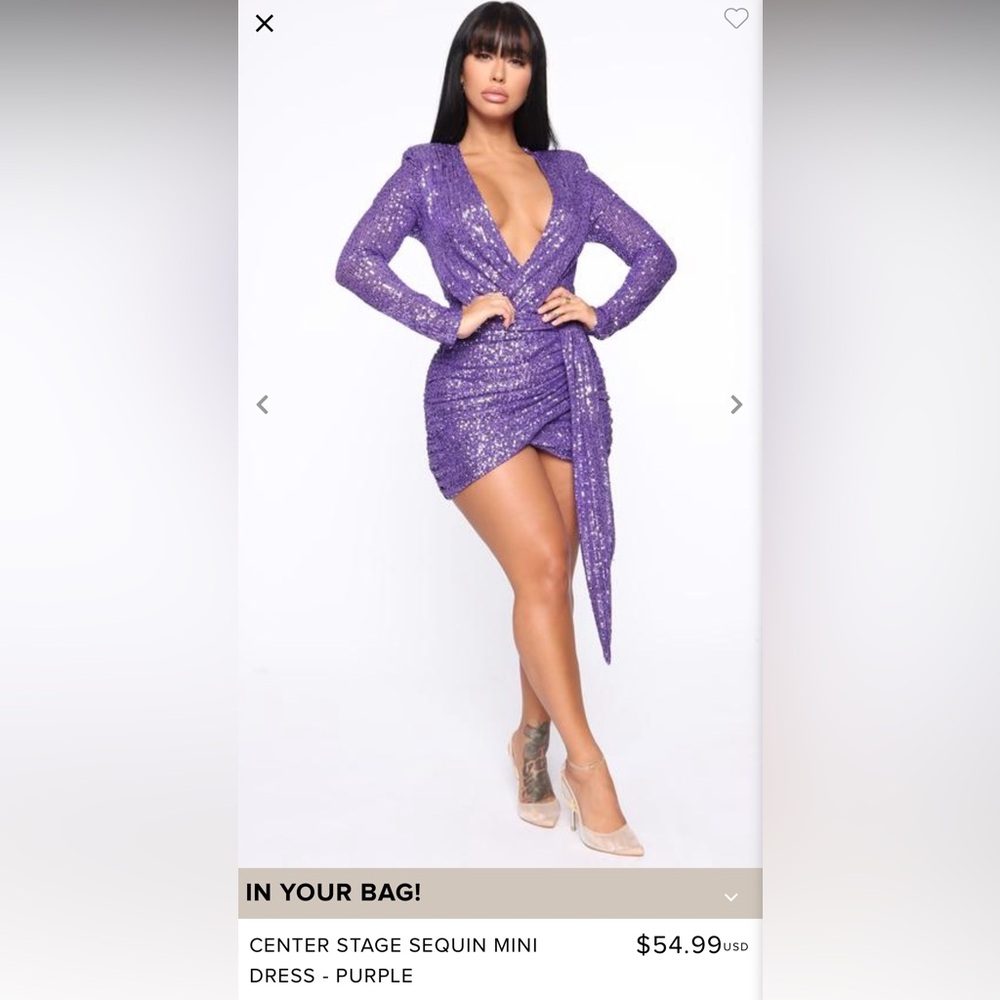 Fashion nova purchase - never worn - size M - purple sequin dress